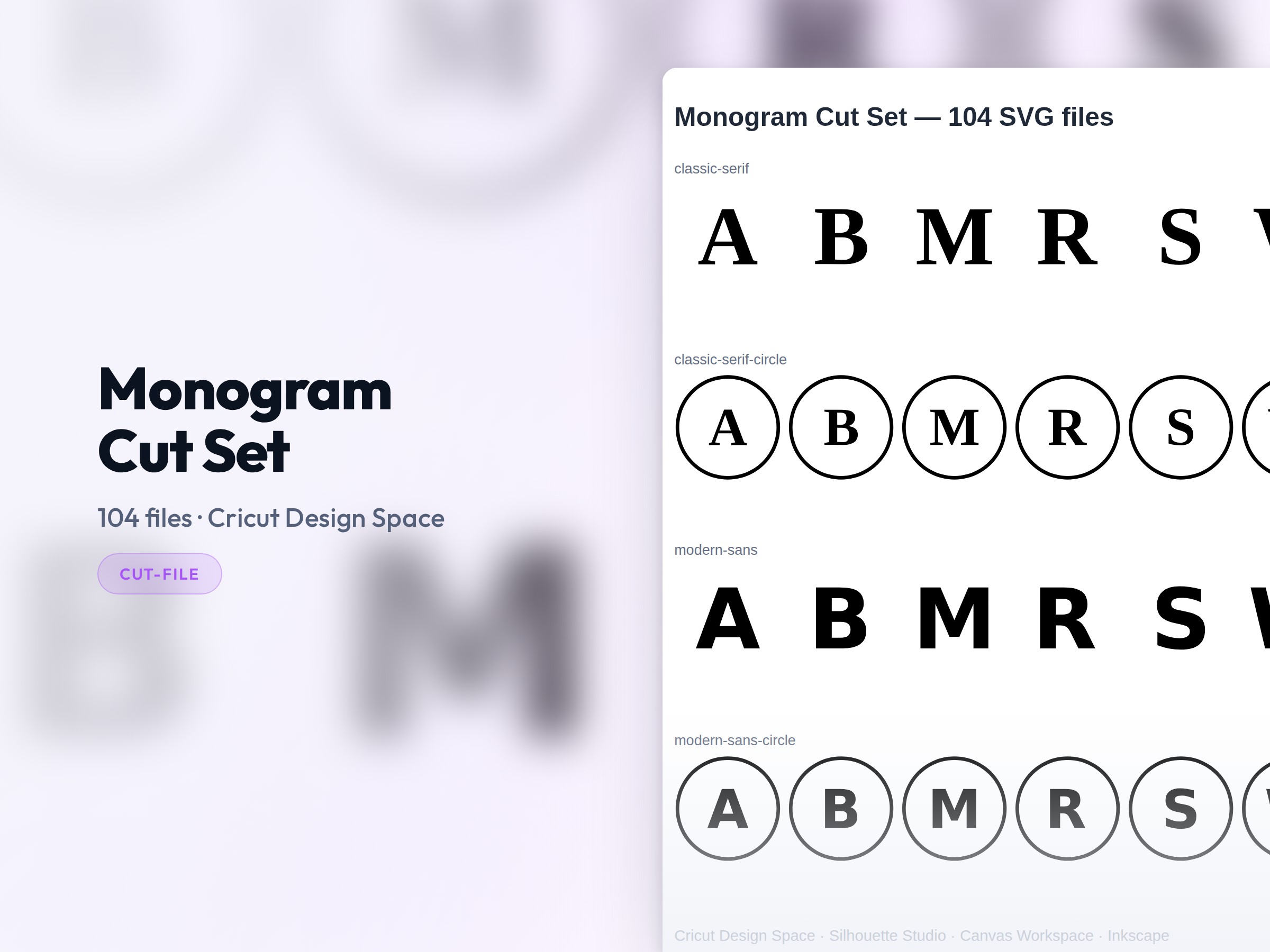 Monogram Cut Set shown on a device